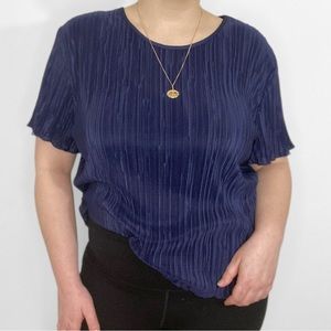 🌿Traditions | Pleated Navy Blouse